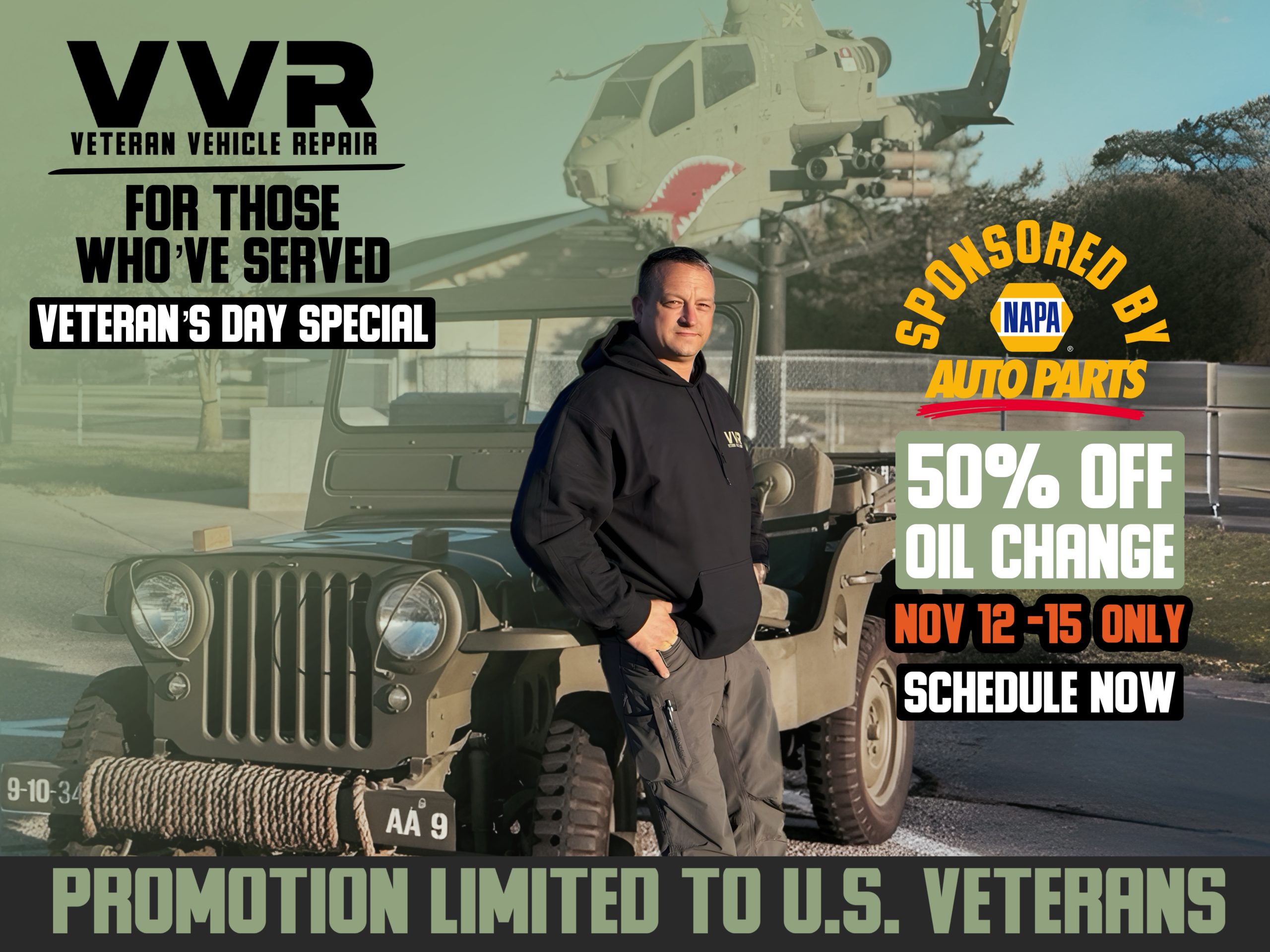 50% Off Oil Change for Veterans, Nov 12-15